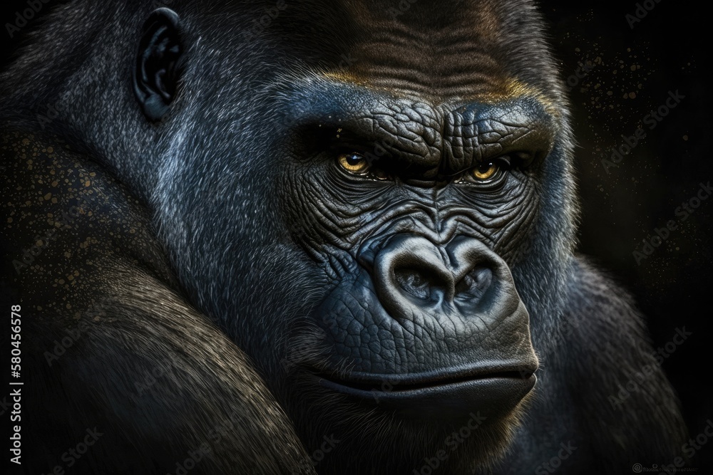 Poster Gorilla portrait. Generative AI