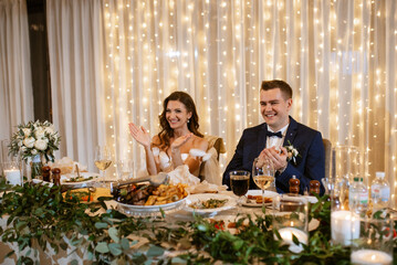 portrait of the newlyweds at the presidium