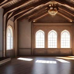 Fototapeta premium A room with a vaulted ceiling and beams2, Generative AI
