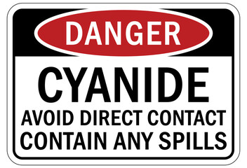 Poison warning sign and labels cyanide, avoid direct contact contain any spill