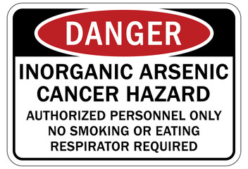 Poison warning sign and labels inorganic arsenic cancer hazard