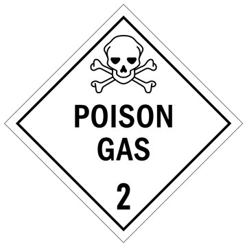 Poison warning sign placard poison gas