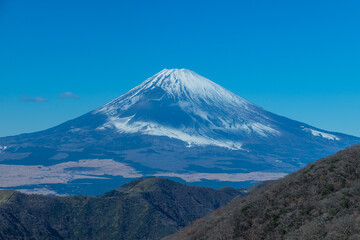 日本　神奈川県足柄下郡箱根町の駒ヶ岳ロープウェイから見える富士山