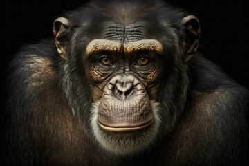 Naklejka premium Chimpanzee face. Generative AI
