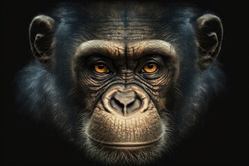 Chimpanzee face. Generative AI