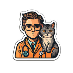 young veterinary doctor student with kitty cat