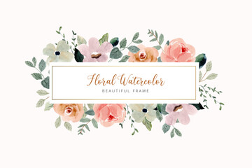 beautiful delicate watercolor floral frame