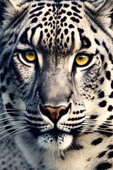 close up portrait of a snow leopard - generative AI