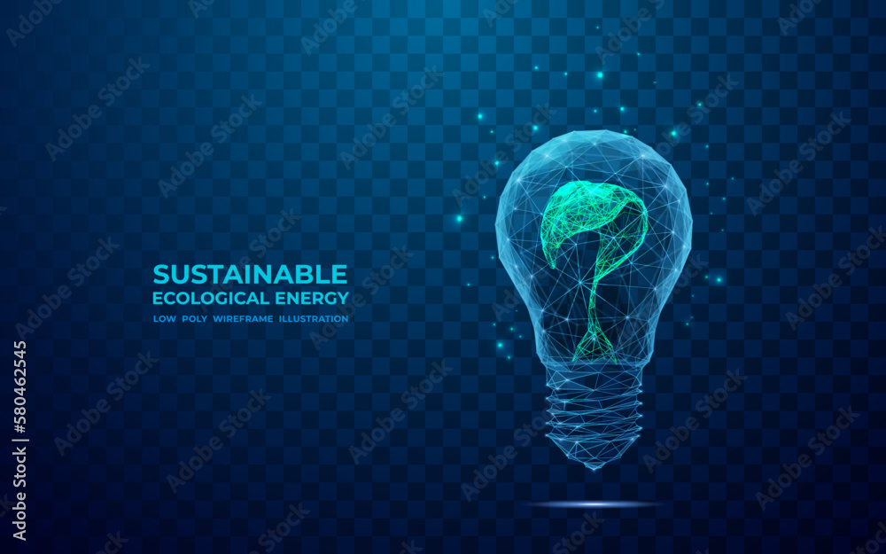 Poster plant growing inside technology light bulb. abstract digital sustainable ecological energy concept. 