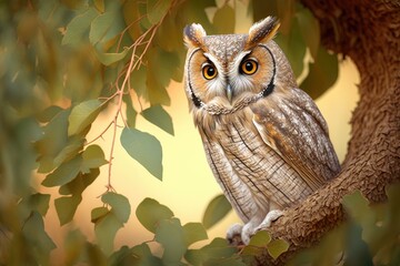 Collared scops owl picture (Otus bakkamoena). Generative AI