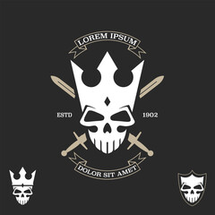 Skull King or King Skull symbol insignia. combination of Crown and Skull in vintage style symbol.
