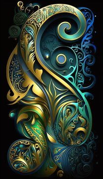 Azure and gold maori pattern