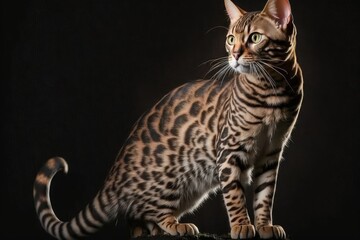 Bengalensis cat gifs that are beautiful and are set against a black background. Generative AI