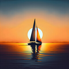 Obraz na płótnie Canvas sailboat at sunset - Created with Generative AI Technology