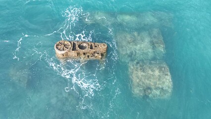 Sunken Shipwreck in the Atlantic Ocean