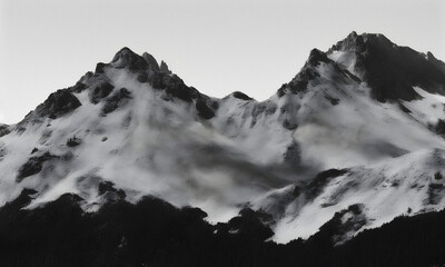 Black & white mountain range, high resolution, generative AI