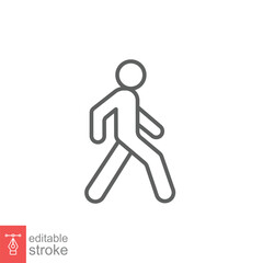 Obraz premium Walk line icon. Simple outline style. Pedestrian, man, pictogram, human, side, walkway concept symbol. Vector illustration isolated on white background. Editable stroke EPS 10.