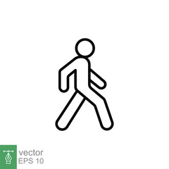 Walk line icon. Simple outline style. Pedestrian, man, pictogram, human, side, walkway concept symbol. Vector illustration isolated on white background. EPS 10.