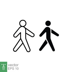 Obraz premium Walk line and glyph icon. Simple outline and solid style. Pedestrian, man, pictogram, human, side, walkway concept symbol. Vector illustration isolated on white background. EPS 10.