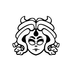 Vector Illustration of Hand drawn Medusa Head Line Drawing
