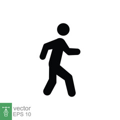 Fototapeta na wymiar Walk icon. Simple solid style. Pedestrian, walking man, pictogram, human, side, walkway concept. Black silhouette, glyph symbol. Vector illustration isolated on white background. EPS 10.