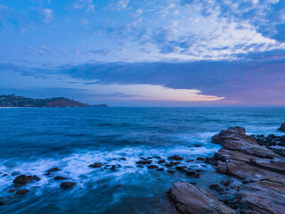 Obraz premium Aerial sunrise seacape with clouds and colour