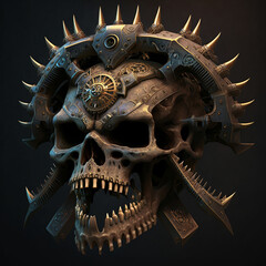 Sci-Fi Fantasy Tech Metal Mech Skull 3 (Generative AI)