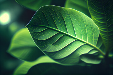 Obraz premium Close up of green leaf texture background. Nature and environment concept.generative ai