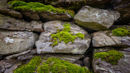 Stone wall with moss, usable as background or texture