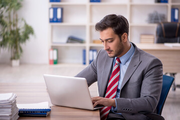 Young male employee working in the office