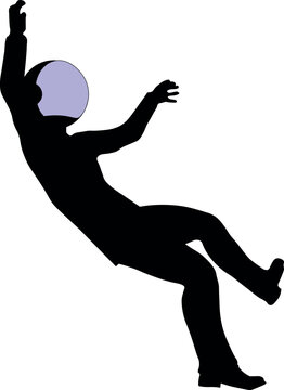 astronaut falling in space. silhouette of man in space.