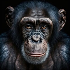 Fototapeta premium chimpanzee is a social primate, are essential to the biodiversity of the African ecosystem, and their conservation is crucial to the survival of many other species. GENERATIVE AI