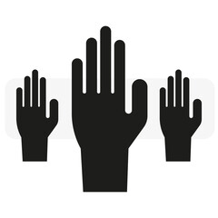 Obraz premium Black palm of man icon. Thumb up hand gesture. Business concept. Vector illustration.