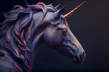 Unicorn head with colored mane.generative ai