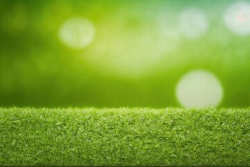 Naklejka premium green grass in early spring on blurred green background