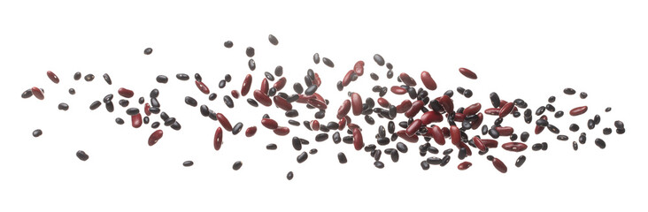 Mix black red beans fall down explosion, several kind bean float explode, abstract cloud fly. Dried...