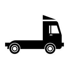 Truck black icon. Cargo truck icon. Delivery symbol. Vector illustration isolated on white background.