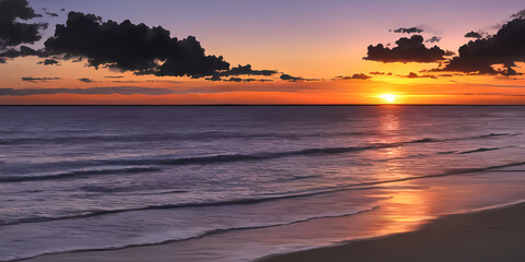 sunset on the beach, tranquil panorama