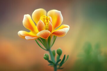 Freesia Flower Macro View With Copy Space Generative AI