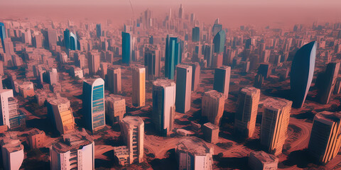 aereal panorama of a dry city, climate change