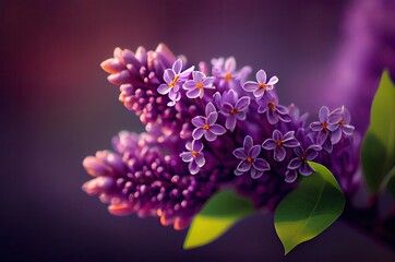 Lilac Flower Macro View Background Generative AI