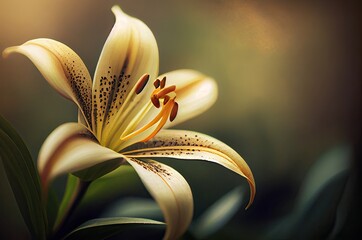 Lily Flower Closeup With Copy Space Generative AI