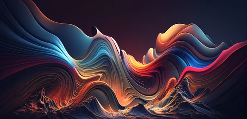  Mesmerizing Wave Symphony, Abstract Wallpaper Art with Captivating Design, Featuring Vibrant and Cold Colors, Perfect for Infusing Spaces with Energy, Movement and Serenity © Tvrtko