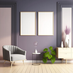 Obraz na płótnie Canvas Mockup two frame in living room interior, Generative AI 