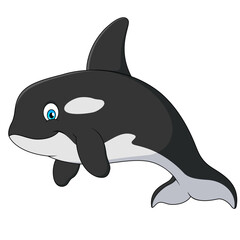 Obraz premium Cute orca cartoon illustration. Killer whale cute cartoon