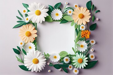 Daisy Flowers Frame With Background Space Generative AI