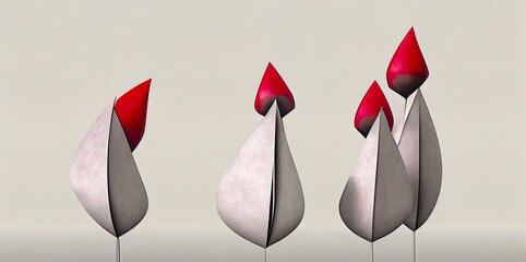 Fototapeta premium Red tulips, in minimalistic geometrical style 