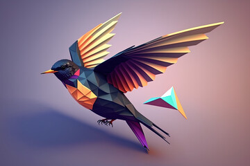 swallow in low poly style created with Generative AI technology