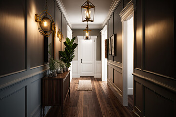 Empty hallway in house apartment interior,  for display presentation 