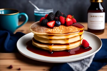 pancakes with berries. Made using generative AI.